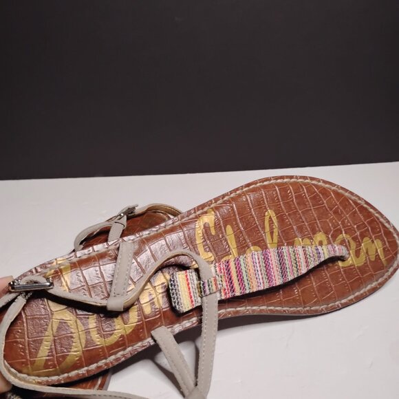 Sam Edelman Vegan Almond Woven Sand Gigi Thong Ankle Strap Sandals Size 9 1/2 - Picture 14 of 14